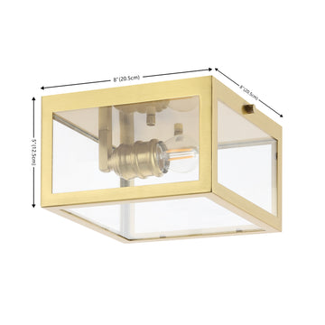 Eleanor 8" Farmhouse Industrial Square Iron/Glass Case LED Flush Mount - JONATHAN Y